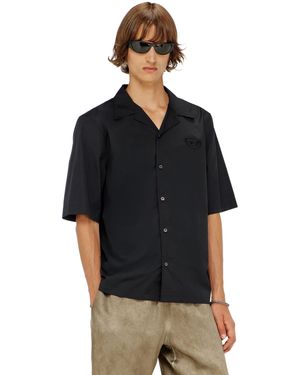 DIESEL Stretch Poplin Shirt With Oval D Embroidery - Black