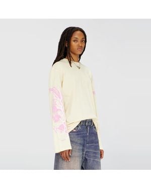 DIESEL Long-Sleeve T-Shirt With Graphic Prints And Crystals - White
