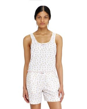 DIESEL Stretch Cotton Top With Floral Print - White