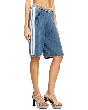 DIESEL Knitted Shorts With Sporty Bands - Blue