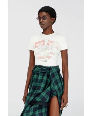 DIESEL Ribbed T-Shirt With Concert Graphics - White