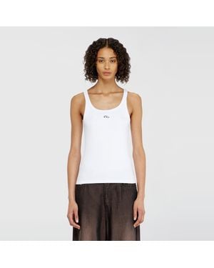 DIESEL Slim Tank Top With Laser-Cut Oval D - White
