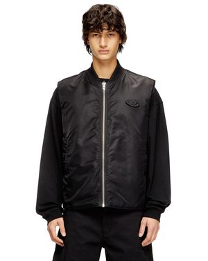 DIESEL Padded Satin Vest With Oval D Embroidery - Black