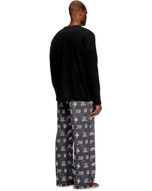 DIESEL Baumwoll-Pyjama-Set Mit Logoprints - Schwarz