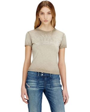 DIESEL Slim T-Shirt With Tonal Logo Print - Blue