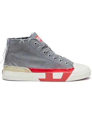 DIESEL S-D-Verse-Dirty-Effect High-Top Canvas Trainers - Grey
