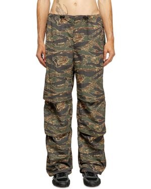 DIESEL Cargo Trousers In Camo-print Nylon - Green