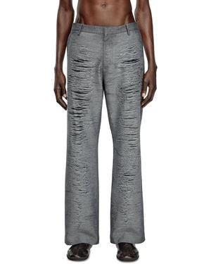 DIESEL Checked Pants With Slashed Front - グレー