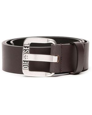 DIESEL 3.9Cm Leather Belt With Metal Star Logo Buckle - Brown