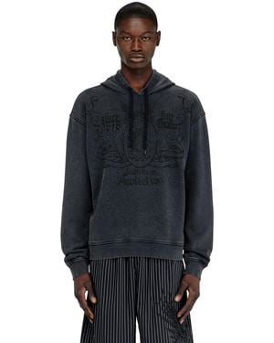 DIESEL Printed Hoodie With Rhinestone Studs - Blue