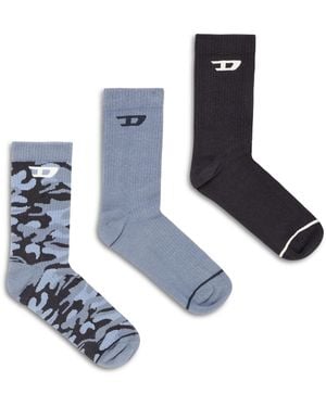 DIESEL Lot De Trois Paires De Chaussettes En Coton Avec Jacquard D - Blanc