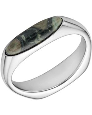 DIESEL Bague Chevalière En Acier Inoxydable - Bleu