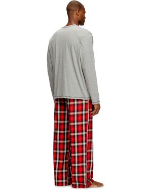 DIESEL Cotton Pyjama Set With Check Trousers - Grey