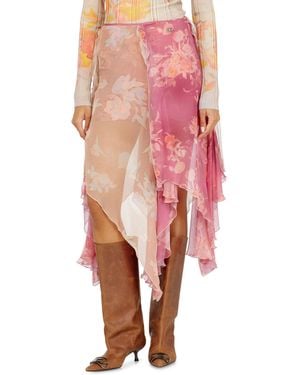 DIESEL Asymmetric Floral Midi Skirt - Pink