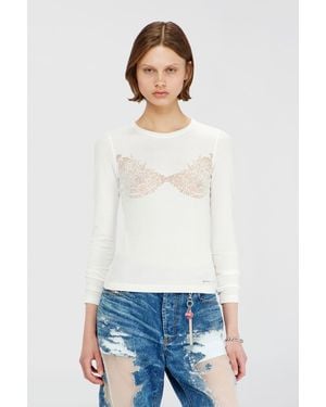 DIESEL Top With Devoré Lace Effect - White