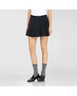 DIESEL Faltenrock-Shorts Aus Nadelstreifen-Denim - Blau