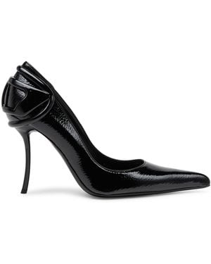 DIESEL D-Ten & Half-Glossy Court Shoes With Curved Heel - Black