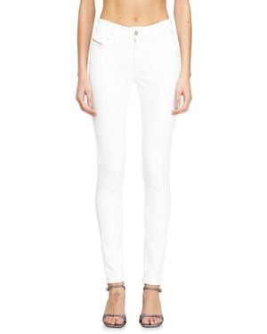 DIESEL Skinny Jeans Regular Waist 2017 Slandy, Coloured, Zip Fly - White
