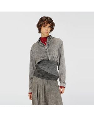 DIESEL Satin Shirt With Twisted Waist Section - Grey
