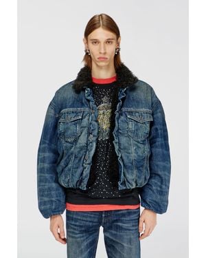 DIESEL Teddy-Lined Trucker Jacket - Blue