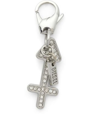 DIESEL Metal Sagittarius Charm With Rhinestones - White