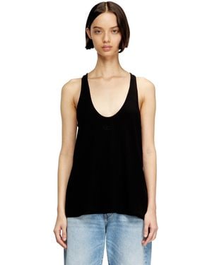 DIESEL Ribbed Tank Top With Oval D - Black