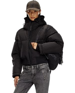 DIESEL Hooded Down Jacket - Black
