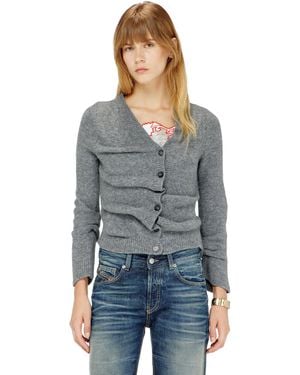 DIESEL Kurz Geschnittener Cardigan Aus Gekochtem, Geknittertem Strick - Blau