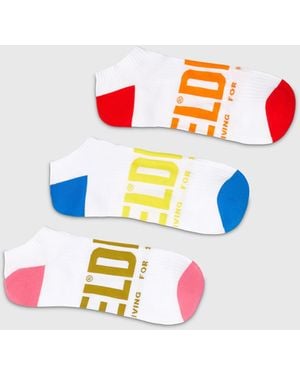 DIESEL Three-Pack Low-Cut Logo Socks - White