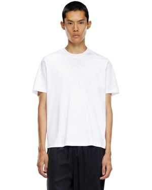 DIESEL Mercerised Cotton T-Shirt With Tonal Logo - ホワイト