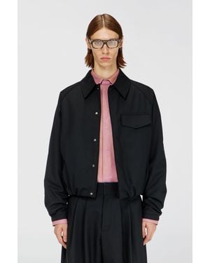 DIESEL Cazadora Bomber Fruncida De Mezcla De Lana - Negro