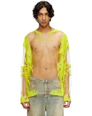 DIESEL Long-Sleeve Nylon T-Shirt With Lyrics Print - Yellow
