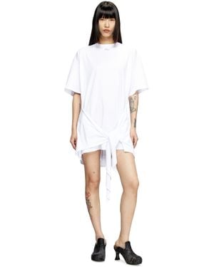 DIESEL T-Shirt Dress With Tie Front - White