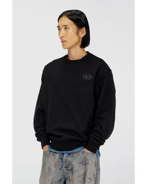 DIESEL Cotton Jumper With Tonal Oval D Logo Embroidery - Black