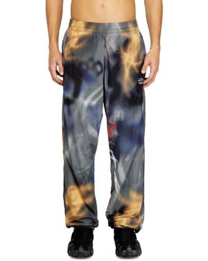 DIESEL Nylon Trousers With All-Over Print - Blue