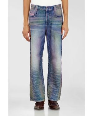 DIESEL Relaxed Jeans High Waist 1982 D-Hakou, Coloured, Button Fly - Blue