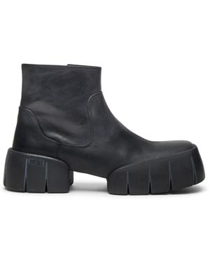 DIESEL D-Tex-Oiled Leather Ankle Boots With Split Sole - Black