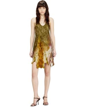 DIESEL Short Satin Dress With Hide-Effect Hem - Metallic
