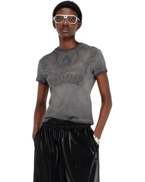 DIESEL Slim T-Shirt With Dévoré Phoenix - Black