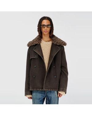 DIESEL Wool-Blend Peacoat With Detachable Collar - Black