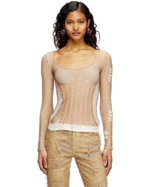 DIESEL Seamless Top With Lingerie Illusion - ナチュラル