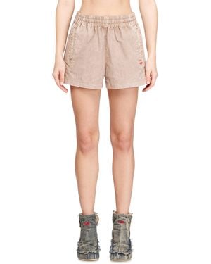 DIESEL Nylon Shorts With Side Bands - Natural