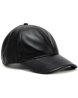 DIESEL Leather Baseball Cap With Embossed Logo - Black