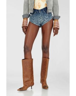 DIESEL Hotpants Aus Denim Mit Zopfmuster-Effekt - Blau
