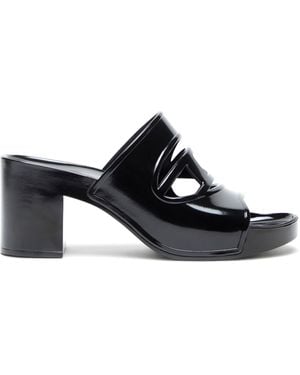 DIESEL Sa-Bonnie-Heeled Rubber Slides With Cut-Out Logo - Black