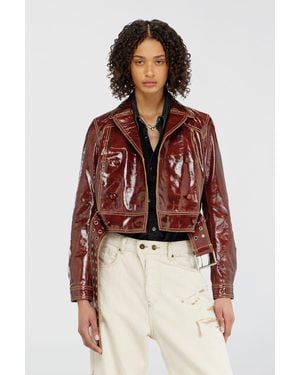 DIESEL Patent-Leather Jacket Mit Großem Gürtel - Rot