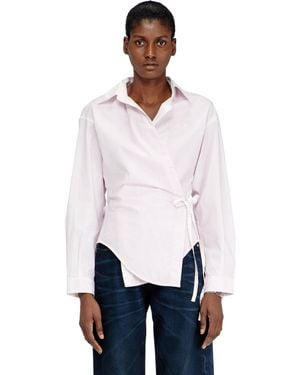 DIESEL Poplin Wrap-Around Shirt With Pinstripes - White