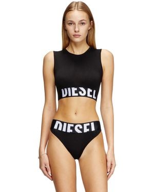DIESEL Crop Top Con Logo Tagliato - Nero