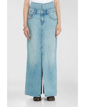 DIESEL Jean-Illusion Denim Maxi Skirt With Slits - Blue