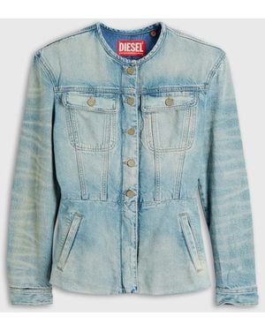 DIESEL Kragenlose Jeansjacke - Blau